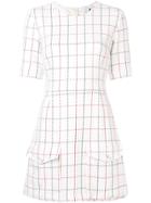 Msgm Woven Knit Check Mini Dress - White