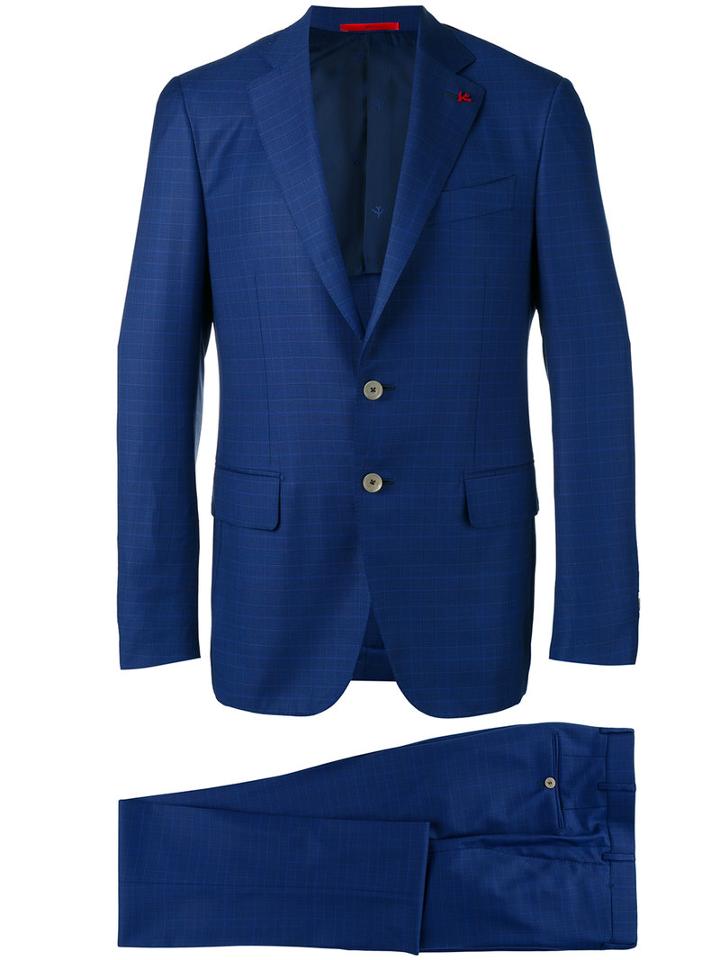 Isaia Checked Dinner Suit, Men's, Size: 50, Blue, Wool/cupro