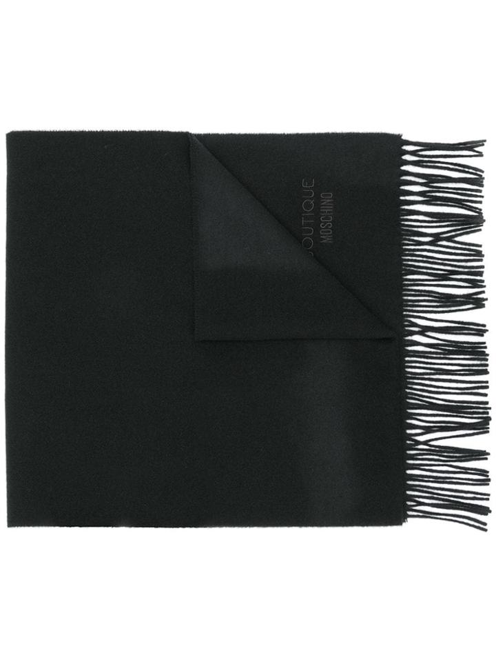 Moschino Fringe Logo Scarf - Black