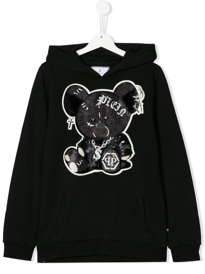 Philipp Plein Junior Teen Gangster Teddybear Hoodie - Black