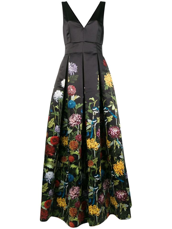 Alice+olivia Floral Print Ball Gown - Black