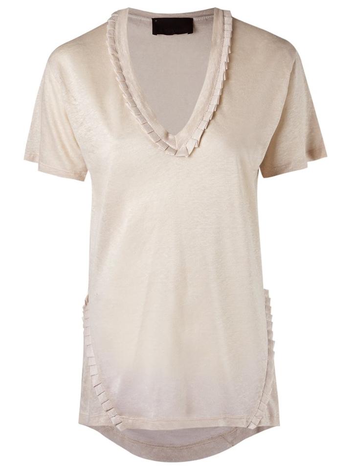 Andrea Bogosian V-neck Blouse, Women's, Size: P, Nude/neutrals, Cotton/polyester