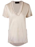 Andrea Bogosian V-neck Blouse, Women's, Size: P, Nude/neutrals, Cotton/polyester