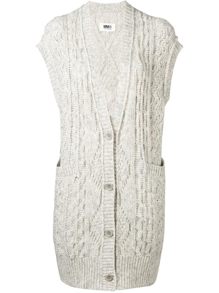 Mm6 Maison Margiela Sleeveless Knit Cardigan - Nude & Neutrals