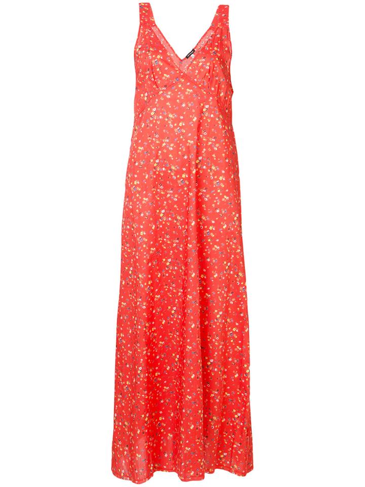 R13 Floral Print Maxi Dress - Red