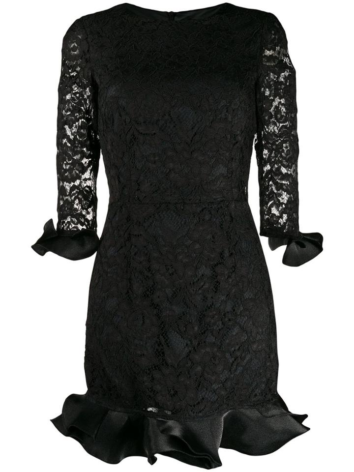 Elisabetta Franchi Short Laced Ruffle Dress - Black