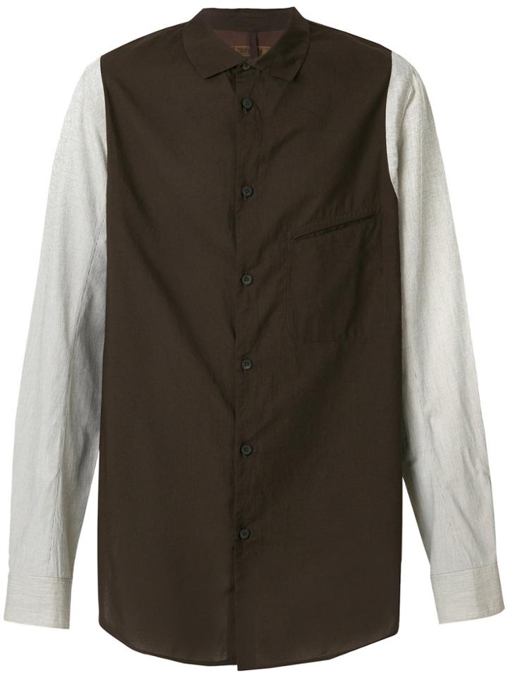 Ziggy Chen Contrast Sleeves Shirt - Brown