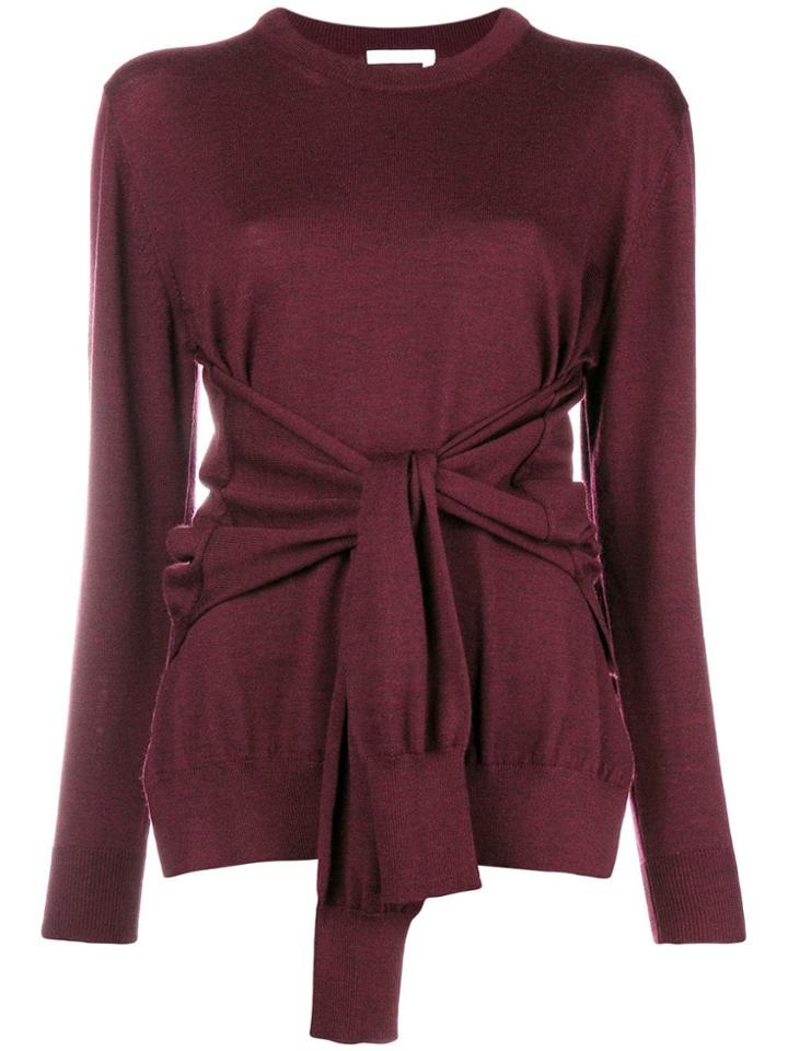 Chloé Round Neck Tied Waist Jumper - Red