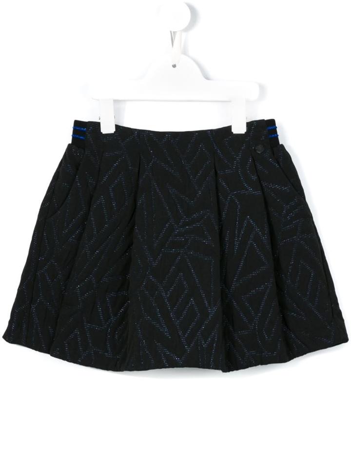 Kenzo Kids Metallized Embroidered Skirt, Girl's, Size: 10 Yrs, Black