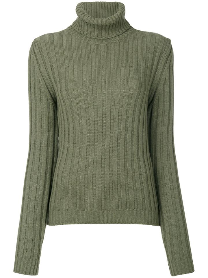 Moschino Ribbed Roll Neck Jumper - Green