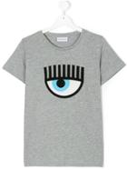 Chiara Ferragni Kids Eye Appliquée T-shirt - Grey