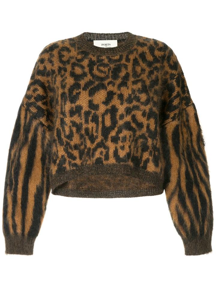 Ports 1961 Leopard Print Jumper - Brown