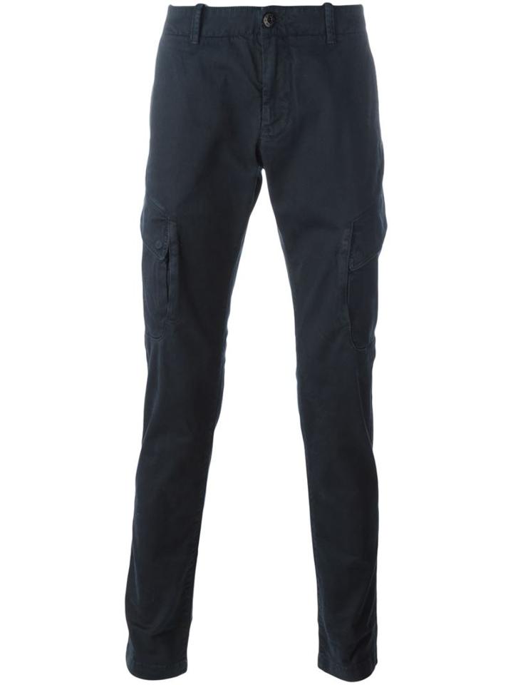 Stone Island Cargo Pocket Trousers, Men's, Size: 36/34, Blue, Cotton/spandex/elastane