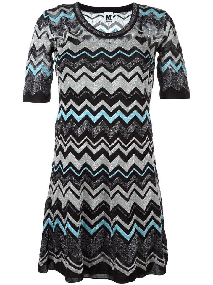 M Missoni Zig Zag Pattern Dress, Women's, Size: 42, Black, Polyamide/cotton/metallic Fibre/polyester