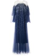 Oscar De La Renta Off Shoulder Tulle Gown - Blue