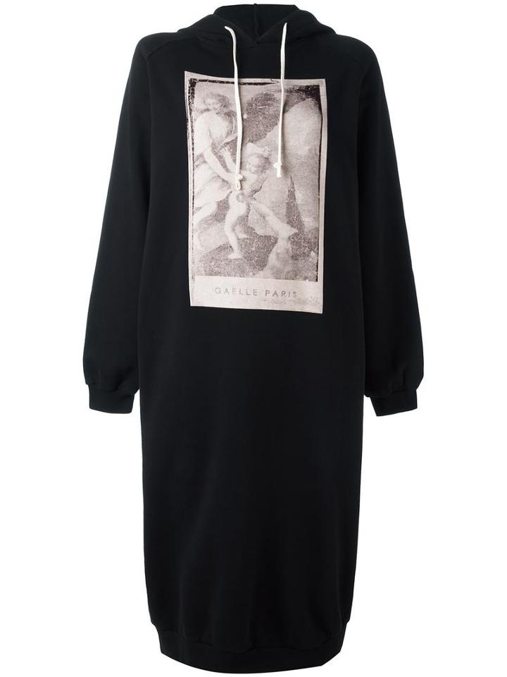 Gaelle Bonheur Printed Hoodie Dress, Women's, Size: 0, Black, Cotton