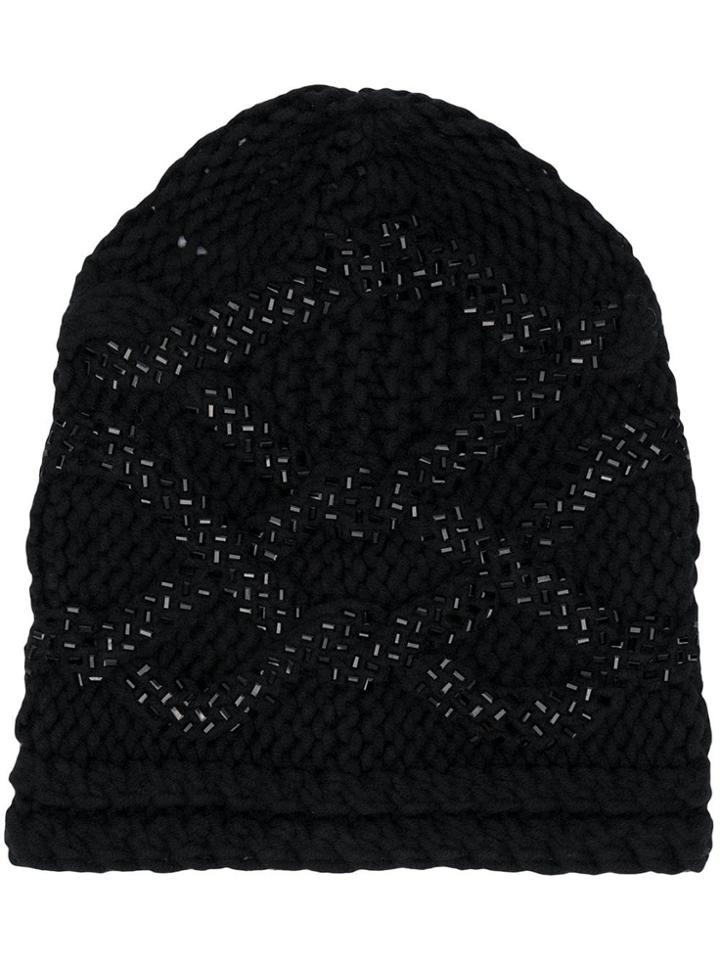 Ermanno Scervino Embellished Beanie Hat - Black