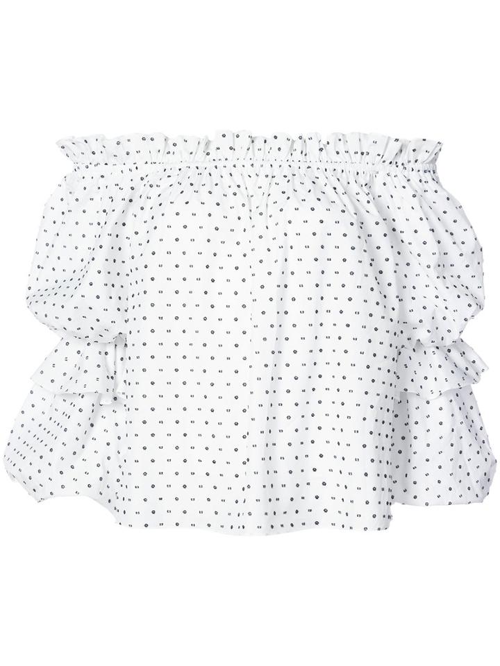 Caroline Constas - Polka Dot Blouse - Women - Cotton - S, White, Cotton