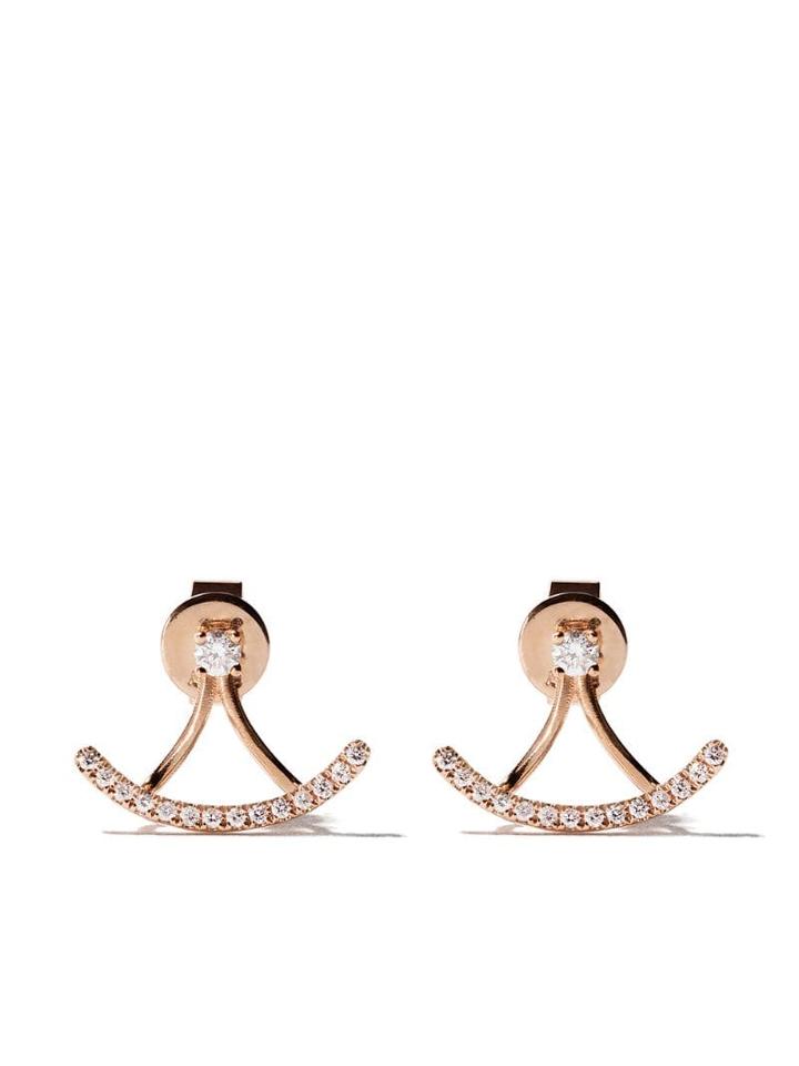 As29 18kt Rose Gold Mini Charm Diamond Jacket Earrings