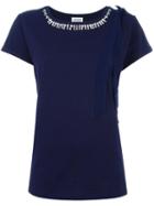 Twin-set Embellished Neckline T-shirt, Women's, Size: Large, Blue, Cotton