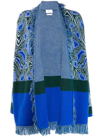 Allude Patterned Cardi-coat - Blue