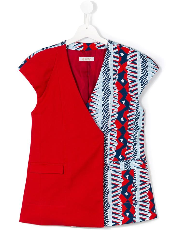 Dondup Kids Patchwork Shortsleeved Blazer, Girl's, Size: 14 Yrs, Red