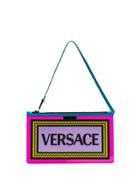 Versace Multicoloured Logo Pvc Clutch Bag - Pink