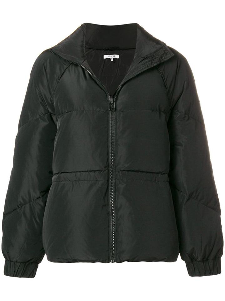 Ganni Zipped Puffer Jacket - Black