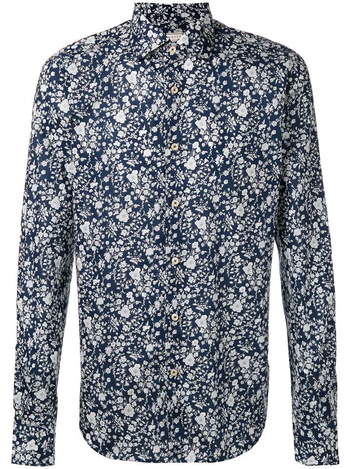 Xacus - Floral Print Shirt - Men - Cotton - 41, Blue, Cotton