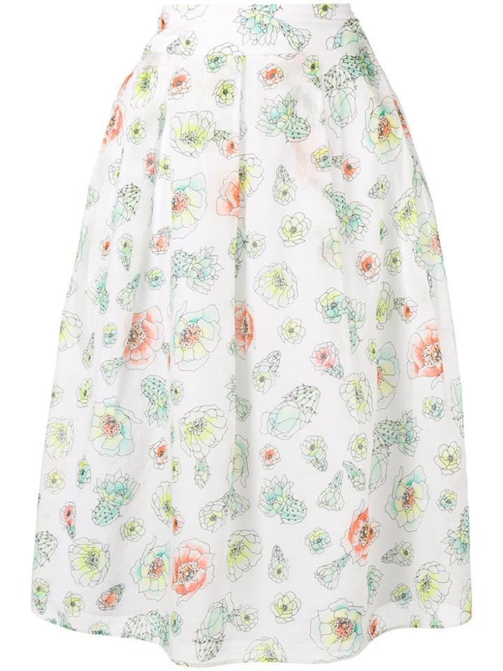 Marc Cain Floral Print A-line Skirt - White