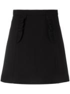 Miu Miu Ruffled Detail Mini Skirt - Black