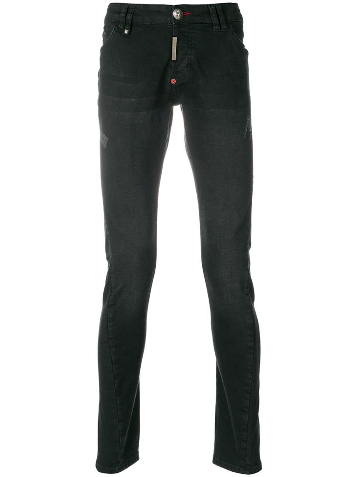 Philipp Plein Skull Plaque Skinny Jeans - Black