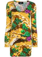 Dsquared2 Hawaiian Print Dress - Yellow & Orange
