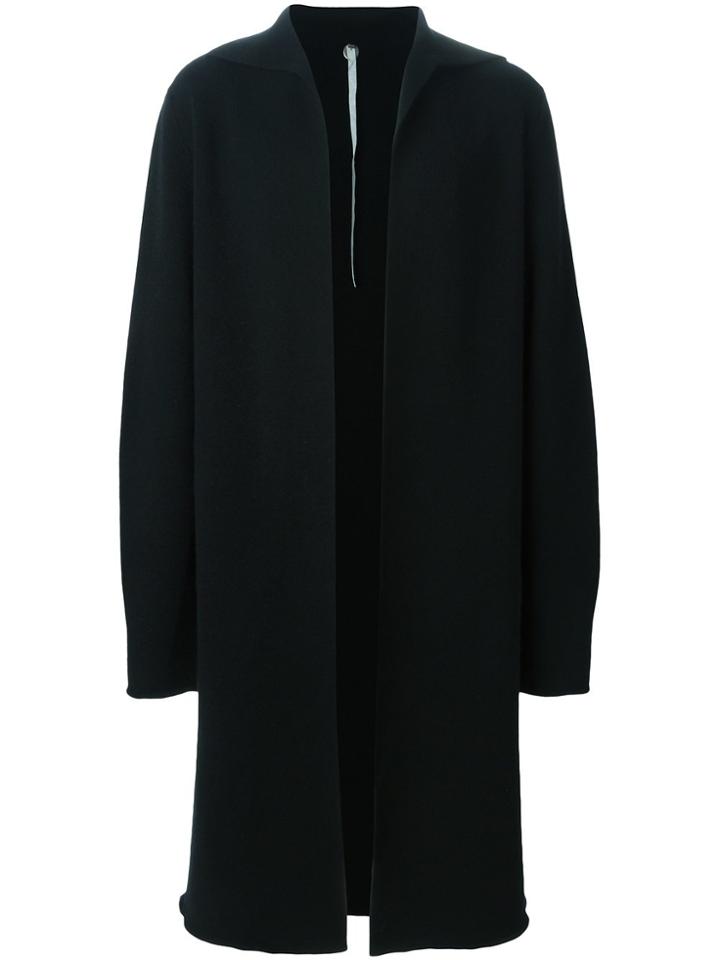 Label Under Construction Open Front Overcoat - Black