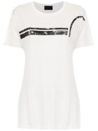 Andrea Bogosian T-shirt Whit Stripe Front Detail - White