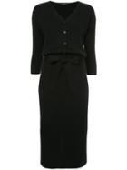 Loveless Knitted Tie Waist Midi Dress - Black