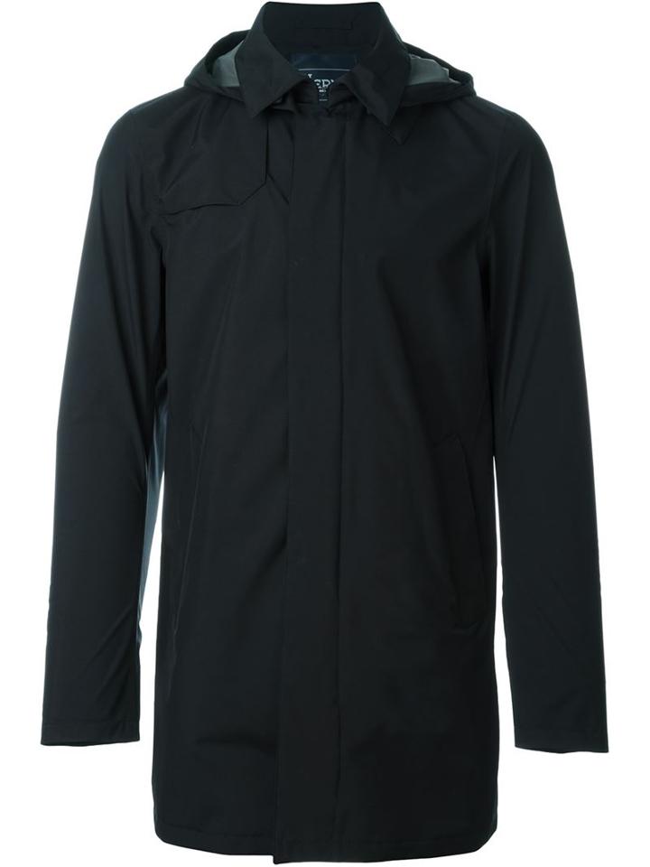 Herno Classic Hooded Coat, Men's, Size: 54, Black, Polyester/polyethylene Furanoate