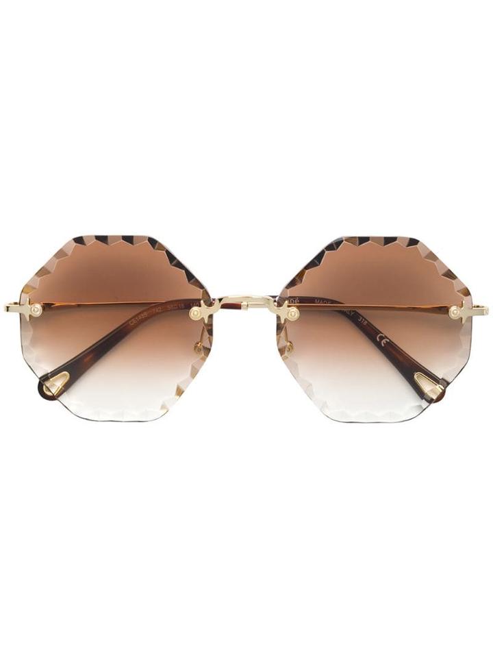 Chloé Eyewear Bevelled Edgeframe Sunglasses - Neutrals