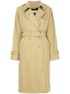 Tu Es Mon Trésor Embellished Trench Coat - Brown