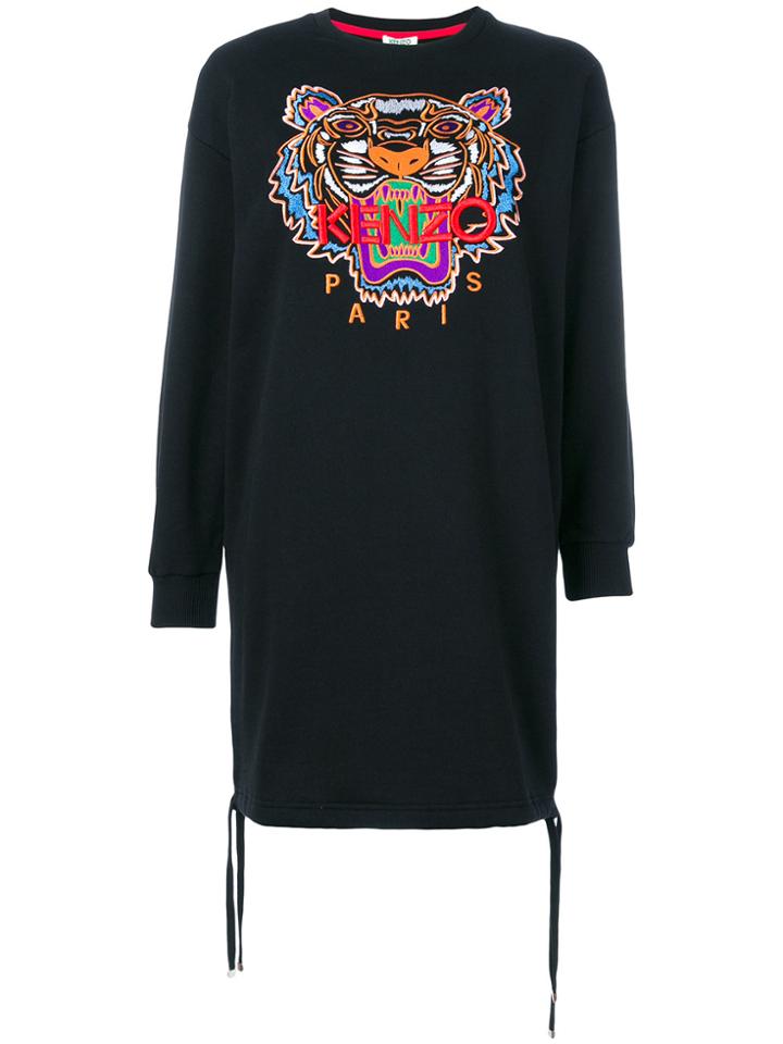 Kenzo Embroidered Tiger Jersey Dress - Black