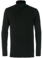 Transit Buttoned Roll Neck Sweater - Black