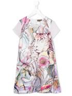 Roberto Cavalli Kids - Floral Print Dress - Kids - Silk/acetate/cupro - 12 Yrs, White