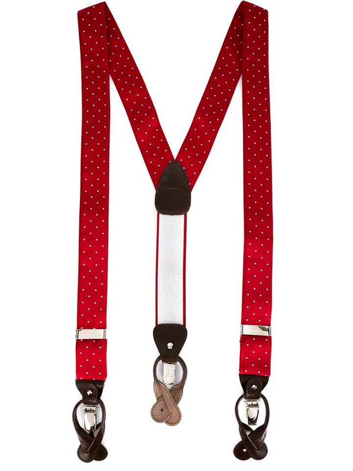 Canali Classic Braces, Men's, Red, Silk/leather