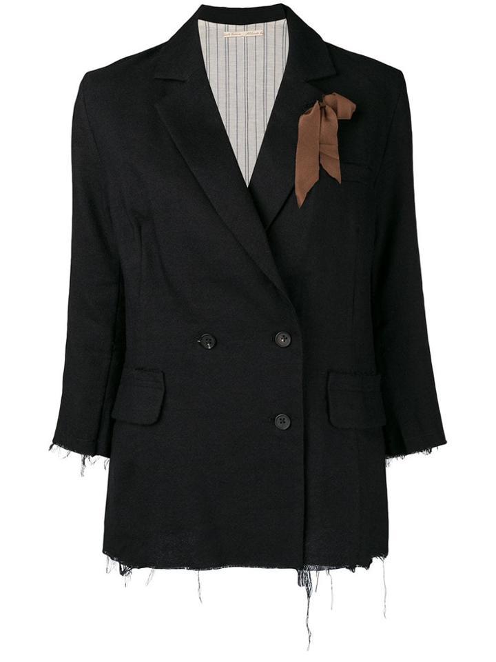 Aleksandr Manamïs Frayed Hem Single-breasted Jacket - Black