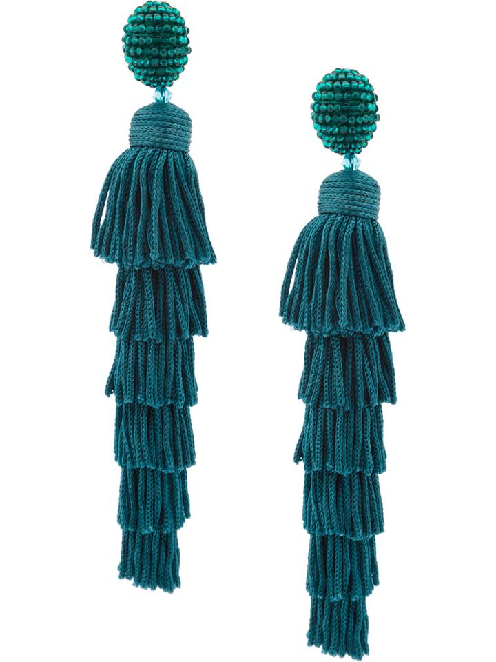 Oscar De La Renta Small Raffia Disk Earrings - Green