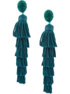 Oscar De La Renta Small Raffia Disk Earrings - Green