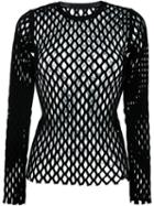 Alexander Wang Open Knit Jumper, Women's, Size: Large, Black, Rayon/polyester