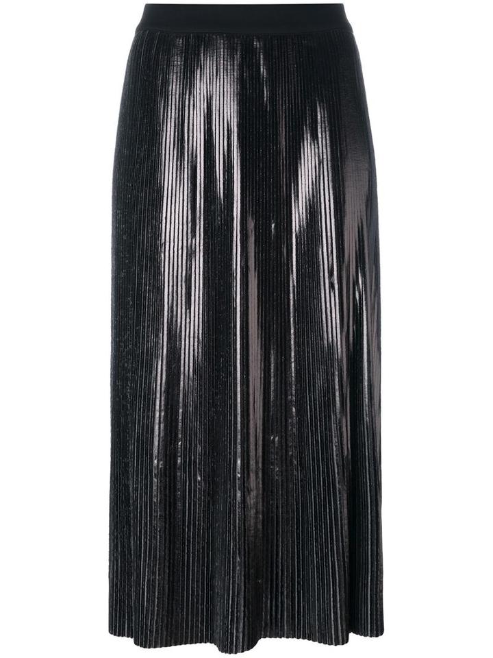 I'm Isola Marras Vinyl Effect Pleated Skirt, Women's, Size: Medium, Black, Polyester/viscose