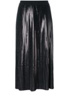 I'm Isola Marras Vinyl Effect Pleated Skirt, Women's, Size: Medium, Black, Polyester/viscose