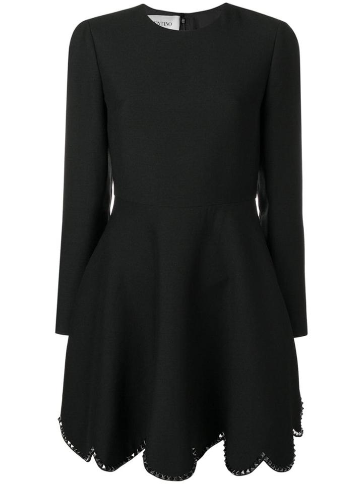 Valentino Scalloped Hem Dress - Black